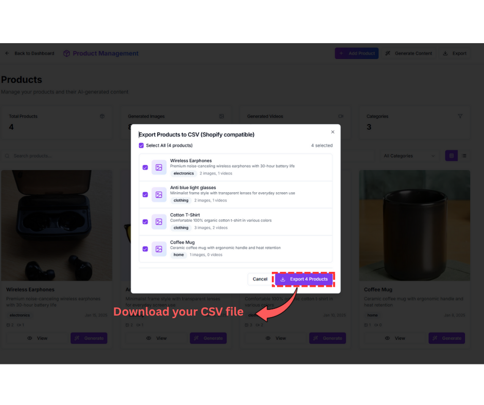 Export to Shopify